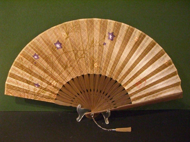 風香扇×KARIN/シルク染め生地/7寸 型染め絵 秋草キキョウ/女性用扇子女物扇子男女兼用|京せんす 風香扇