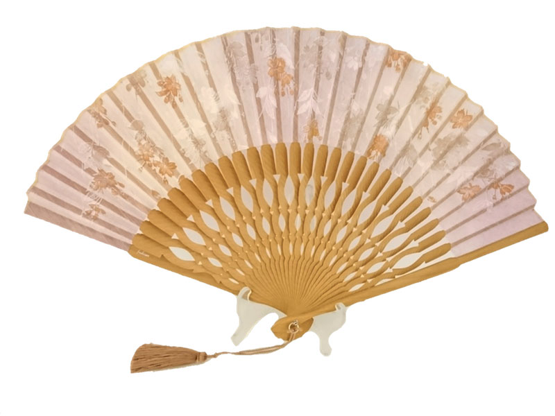 木骨 変形組合骨 木扇【しだれ桜】/組み合わせ骨/うねり/7寸 ピーニャ生地/シルクファン・アールデコ ブランド/さくら柄/花柄|京せんす 風香扇