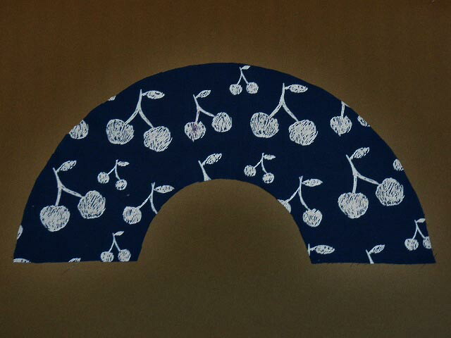 【別注】セミオーダー扇子／綿生地／紺地／チェリーさくらんぼ柄【男性用女性用ミニハマグリシェル四角扇スクエア】左利き可