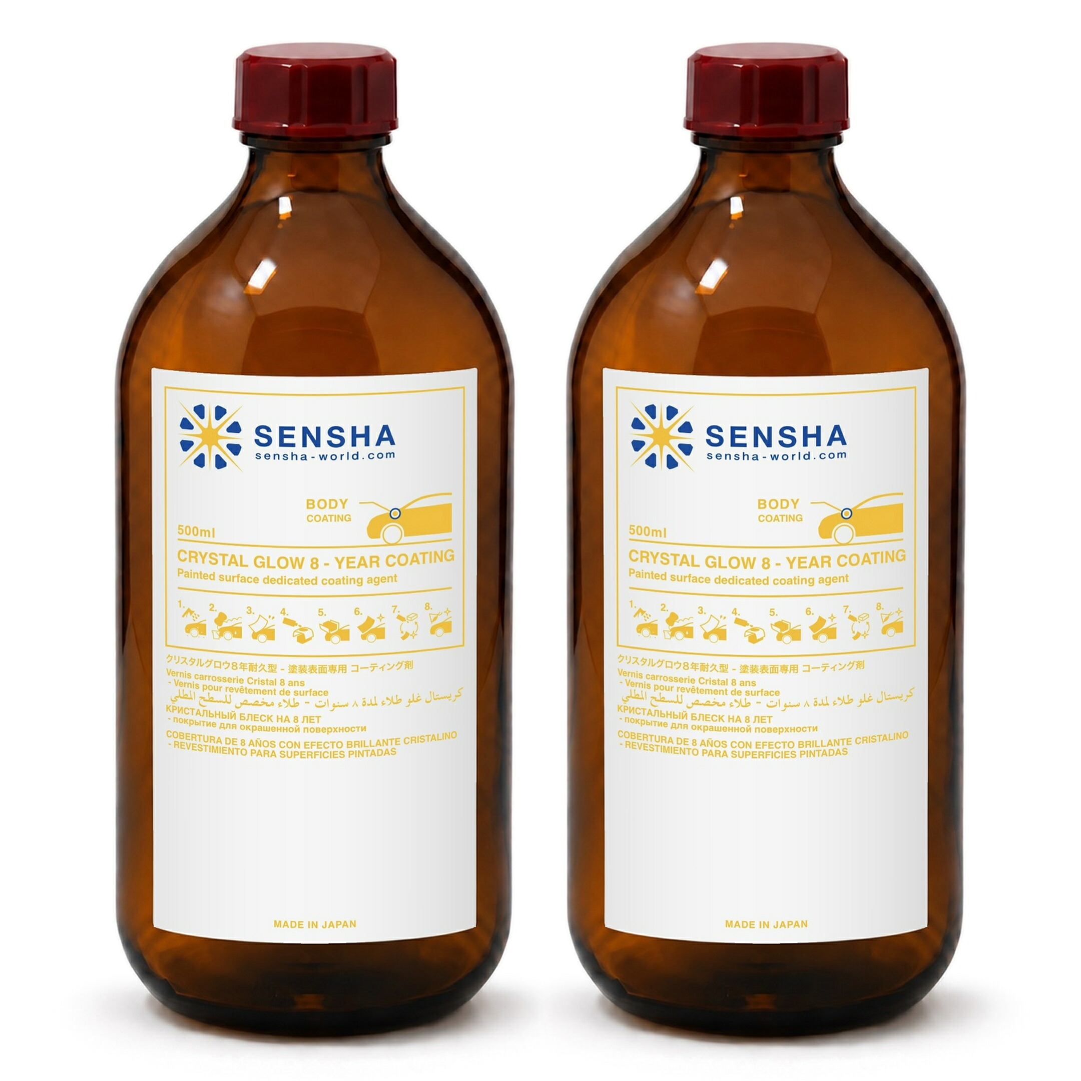 ガラスコーティング【クリスタルグロウ 8年耐久型 1L(500ml×2) 20～33台分】【ガラスコーティング剤】ガラスコート剤 ガラス系コーティング【洗車用品】クリスタルコーティング剤 ガラス撥水コーティング剤 WAX 洗車 ナノコーティング剤プロ仕様 業務用【車】【送料無料】