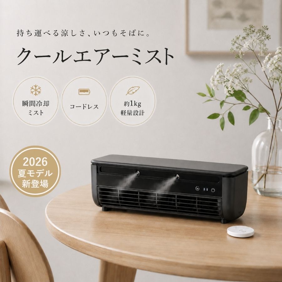 ＼2026年最新型番 ／◆SNSで話題◆クールエアーミスト ポータブルエアコン ポータブル冷風機 充電式 ポータブルクーラー スポットエアコン 瞬間冷却ミニクーラー ミニエアコン 冷風扇 卓上 コンパクト 車中泊 犬猫 暑さ対策 コンパクトクーラー COOL AIR MIST｜千展商行