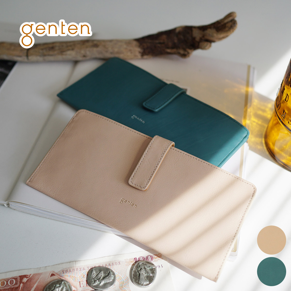 【ゲンテン 3年保証＋ケアセット付】 genten ゲンテン 長財布 Pia（ピア） 薄型長財布 44645 レディース 財布 小銭入れ付き 白鞣し 薄い スリム ギフト かわいい おしゃれ プレゼント ブランド