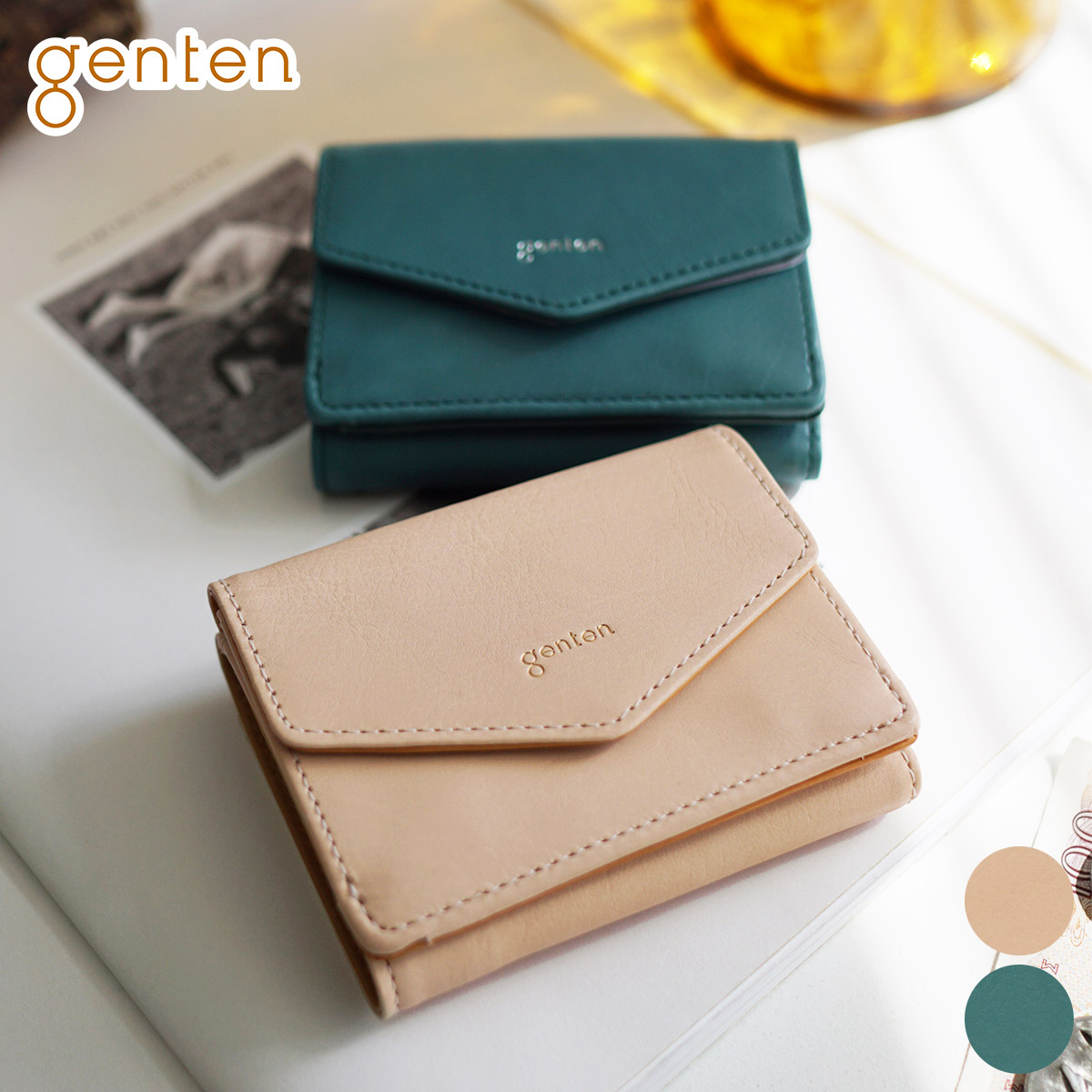 【ゲンテン 安心の3年保証付】 genten ゲンテン 財布Pia（ピア） 小銭入れ付き三つ折り財布 44648レディース 三つ折り 白鞣し ミニマム財布 ミニマル財布 コンパクト財布 ギフト かわいい おしゃれ プレゼント ブランド｜こだわりのブランド Sentire-One