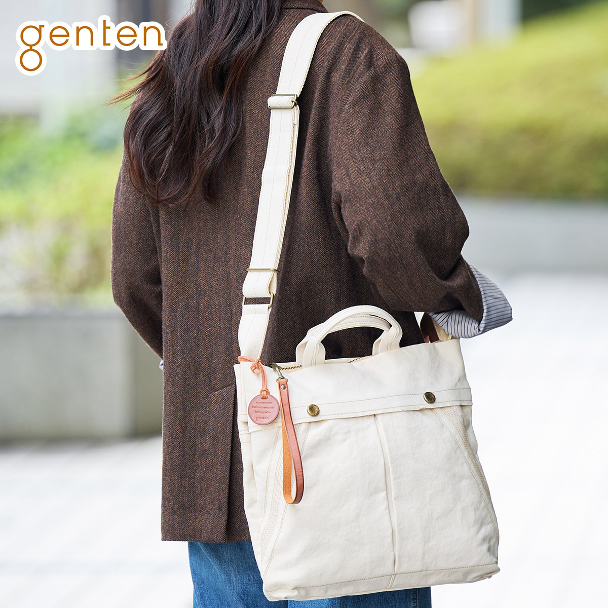 【ゲンテン 3年保証＋ケアセット付】 genten ゲンテン バッグ Mil Canvas（ミルキャンバス） 2WAY ショルダーバッグ 49505 レディース トートバッグ 斜めがけ ギフト かわいい おしゃれ プレゼント ブランド
