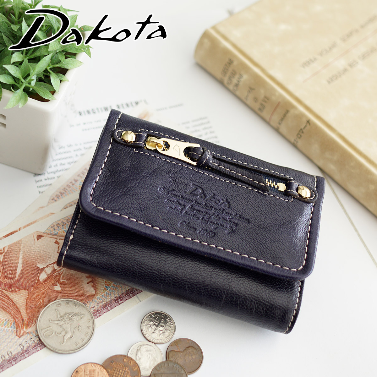 【ダコタ 3年保証＋Ｗプレゼント付】 Dakota ダコタ モデルノ 小銭入れ付き三つ折り財布 0035080（0034080） レディース 財布 ギフト かわいい おしゃれ プレゼント