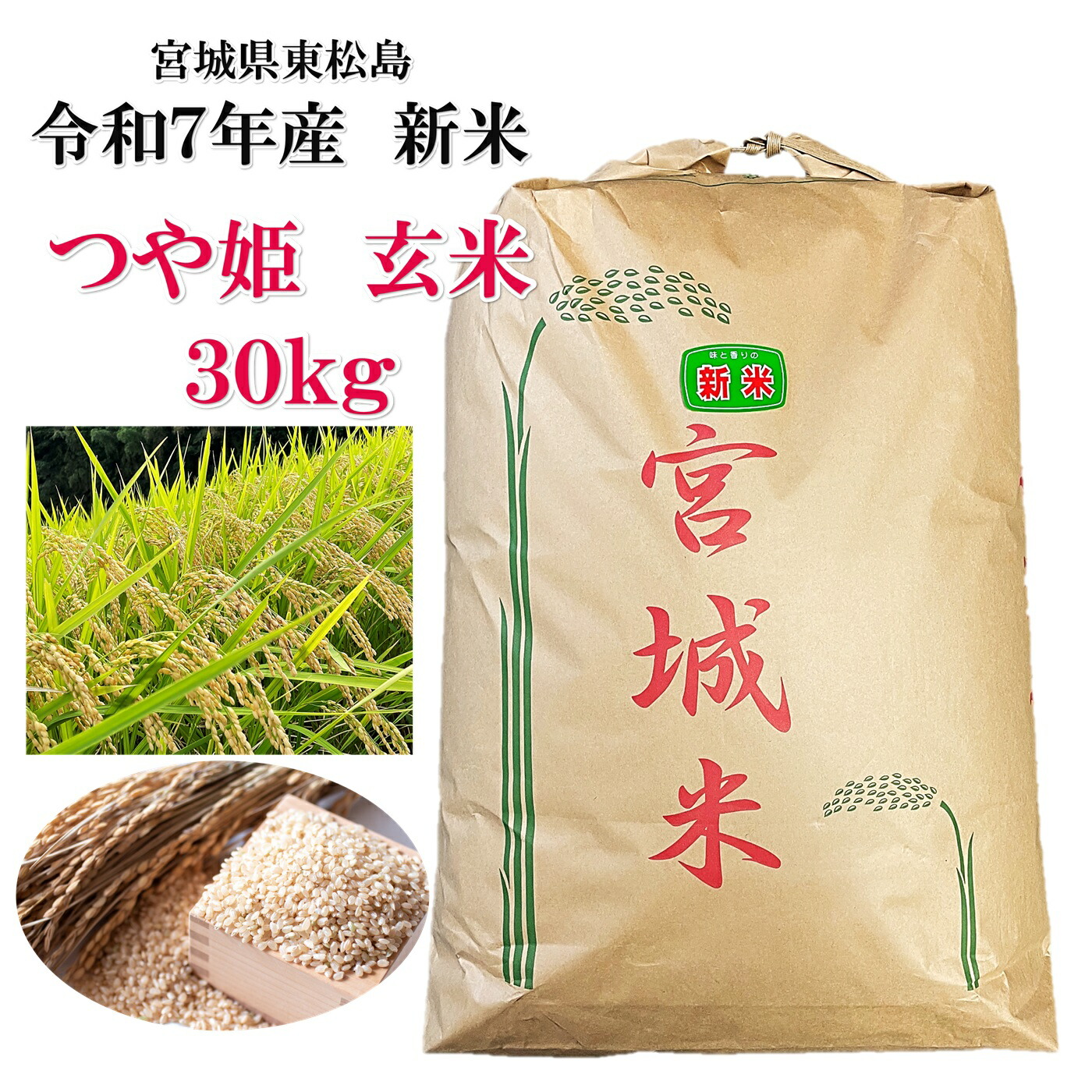 楽天市場】新米 宮城県産 つや姫 玄米30kg or 白米27kg 令和7