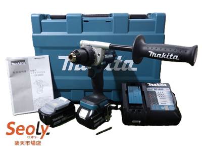 【中古】【未当て嵌める】 マキタ 申し受ける式揺りうごかすドライバドリル 18V6Ah バッテリ2本・申し受ける器・容れもの付 DF486DRGX 青【新古品】