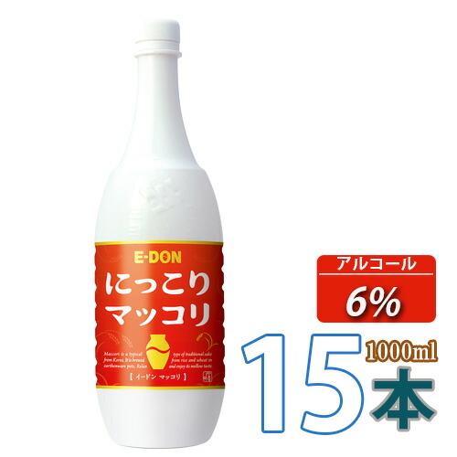 (fa301x15)【二東米マッコリ】E-DON 二東にっこりマッコリ1000mlx 15本(1box)(PET)/イドンマッコリ/韓国食品/韓国食材/韓国料理/韓国お土産/酒/お酒/韓国酒/韓国お酒/韓国マッコリ 「10」【S】