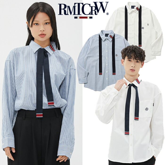 Romantic Crown リボン Club Tie レディース 長袖 タイ Shirt シャツ ストライプ Rc メンズ