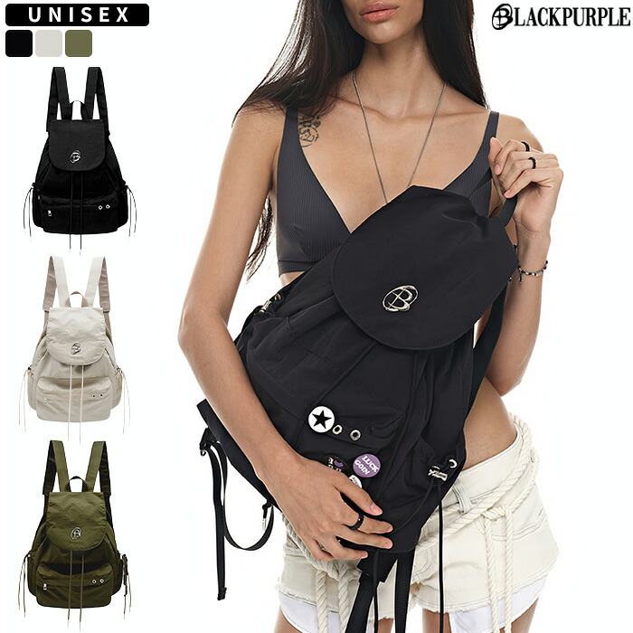 【正規品】 BLACKPURPLE リュック バックパック Nana Flip Bag ☆ リュックサック デイパック バッグ カバン 無地 ロゴ メンズ レディース シンプル ストリート カジュアル 韓国 大人気 韓国ブランド 韓国ファッション ブラックパープル 【関税込/送料無料】