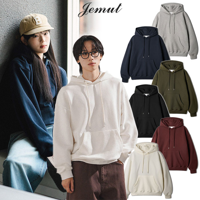【購入特典Tシャツ付き!】 JEMUT パーカー PLAIN ESSETIAL HOODIE KJHD2674 ☆ フーディー フードトレーナー フード スウェット トップス プルオーバー 無地 長袖 メンズ レディース シンプル ストリート カジュアル 韓国ファッション 韓国ブランド ジェモッ 【送料無料】
