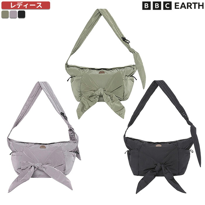 【正規品】 BBC EARTH ショルダーバッグ Half-Moon Bag ☆ バッグ レディース バッグ リボン ロゴ 軽量 ナイロン 花粉対策 ショルダーストラップ 調節可能 韓国 BBCアース 【関税込/送料無料】