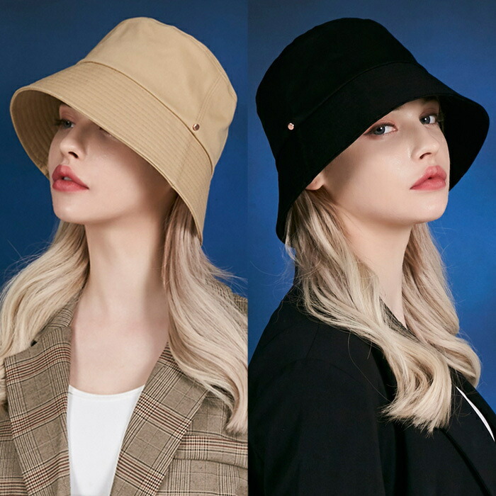 ☆人気☆【VARZAR】☆Heart Chain Stud Linen Bucket Ha.t☆ Heart Chain Stud Linen Bucket Hat Black - VARZAR | 60