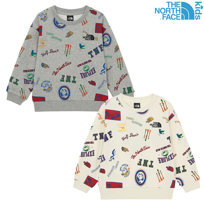 【正規品】 ノースフェイス トレーナー K'S WILDPATCH SWEATSHIRTS ☆ トップス キッズ 子供服 綿 コットン 男の子 女の子 総柄 韓国ファッション 韓国 THE NORTH FACE 【関税込/送料無料】