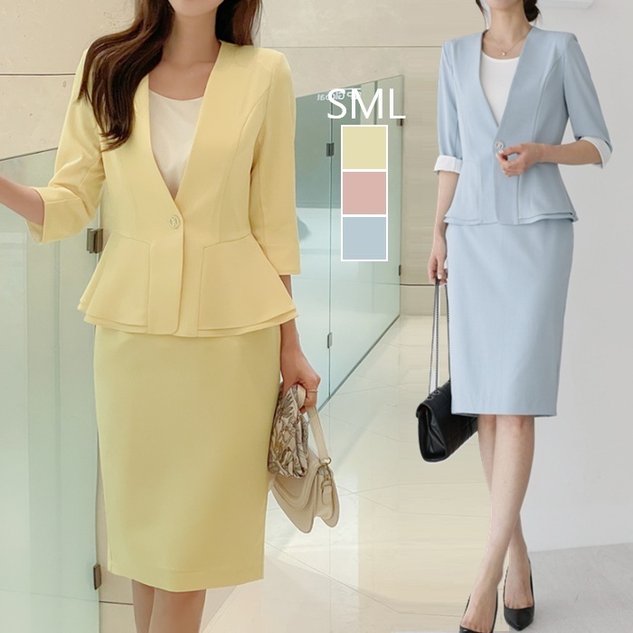 セットアップ 夏 レディース ひざ丈 レディーススーツ 春 結婚式 お呼ばれ パーティードレス|Seoul days 店