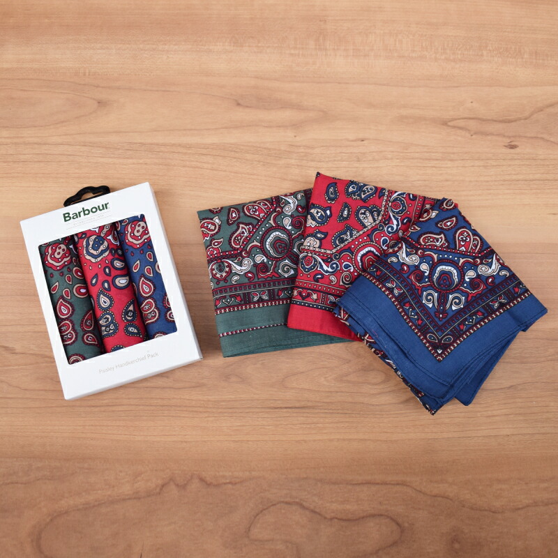 BARBOUR(バブアー) PAISLEY HANDKERCHIEF (ペイズリーハンカチーフ) (3枚組)