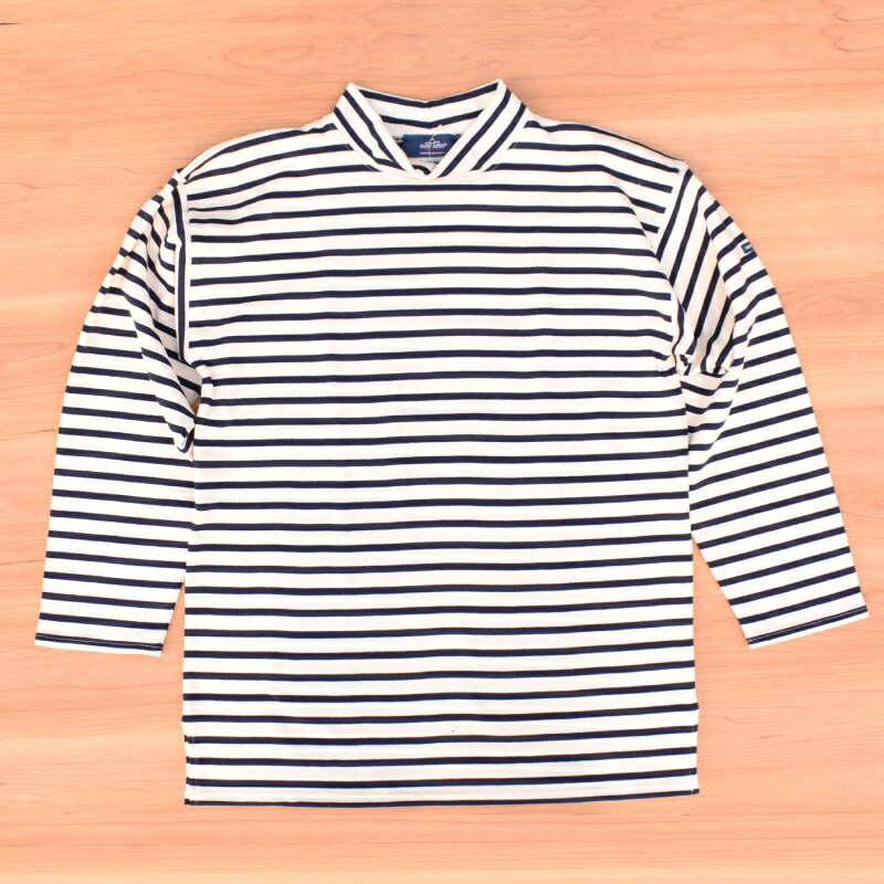 SAINT JAMES(セントジェームス) 【MADE IN FRANCE】\"GIENS II\"" MOCK-NECK BASQUE SHIRT(フランス共和国製 モックネックバスクシャツ) ECRU/MARINE(NATURAL/NAVY)"