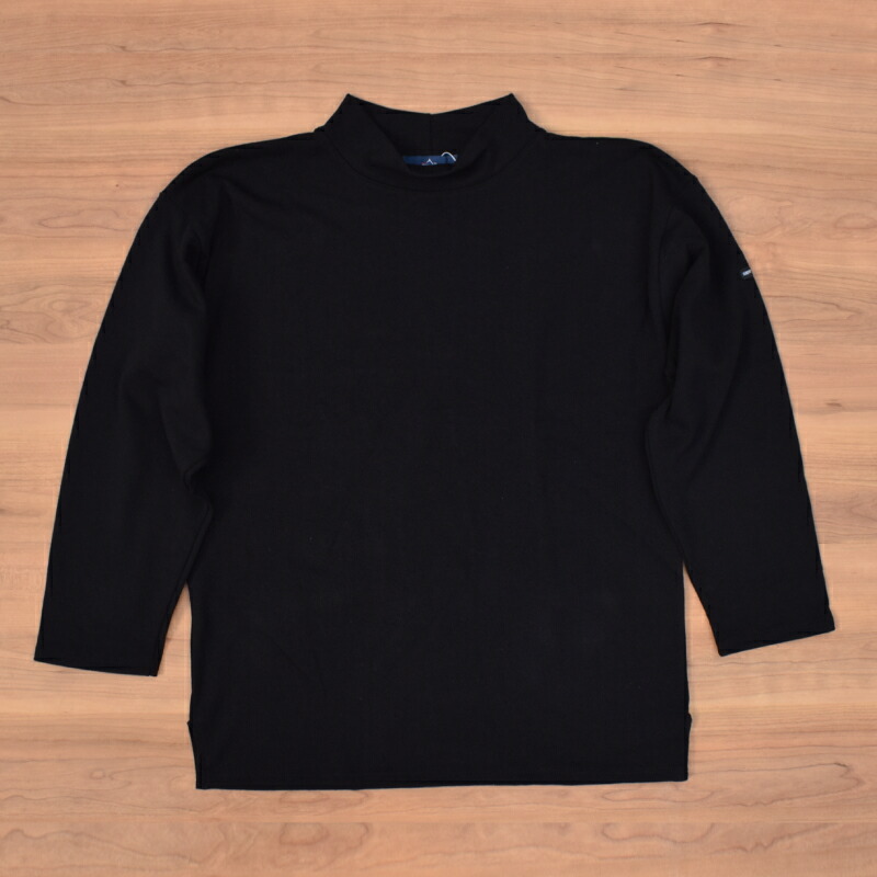 SAINT JAMES(セントジェームス) 【MADE IN FRANCE】\"GIENS II\"" MOCK-NECK BASQUE SHIRT(フランス共和国製 モックネックバスクシャツ) NOIR(BLACK)"