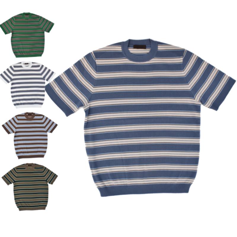 RINASCENTE(リナシェンテ) S/S COTTON KNIT BORDER T-SHIRT (半袖綿織物編み物 間借り人ティーシャツ) 233-62803