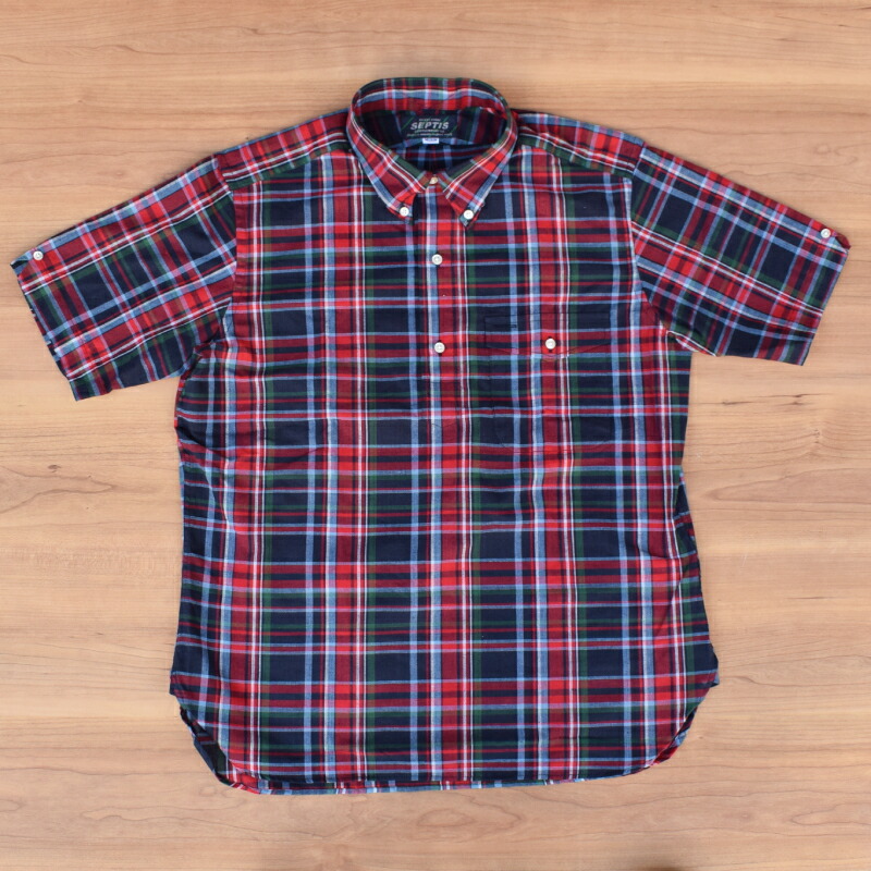 SEPTIS ORIGINAL(セプティズオリジナル) IVY PULLOVER SHIRTS(半袖ボタンダウンアイビープルオーバーシャツ) MADRAS CHECK / MADRAS SHIRTS(マドラスシャツ) 25SS NAVY/RED