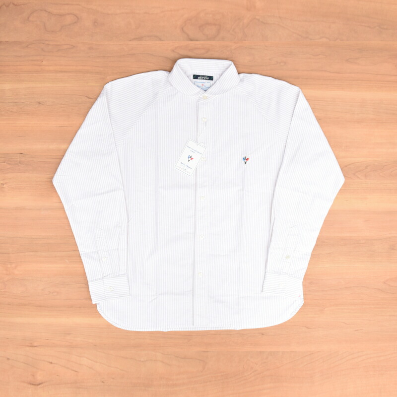 ARVOR MAREE(アルボーマレー) L/S F/O SAILOR COLLAR SHIRTS(長袖 セーラーカラー フルオープンシャツ) OXFORD(オックスフォード) BEIGE Stripe