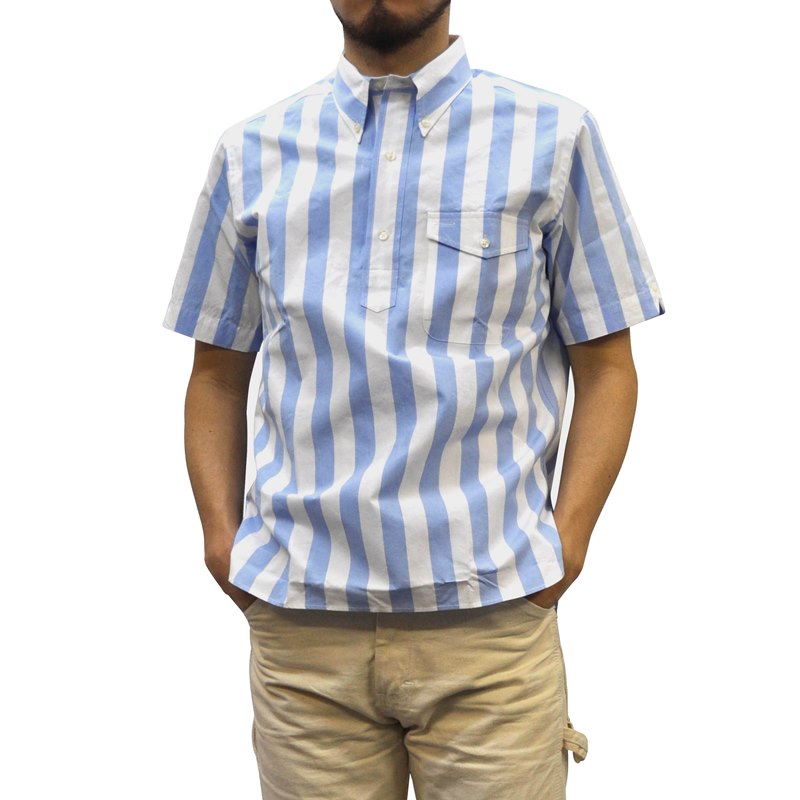 品質満点 カジュアルシャツ Pullover Ivy Original セプティズオリジナル Septis Shirts 半袖ボタンダウンアイビー プルオーバーシャツ Saxe Boys Beach Stripe Bold Www Dgb Gov Bf