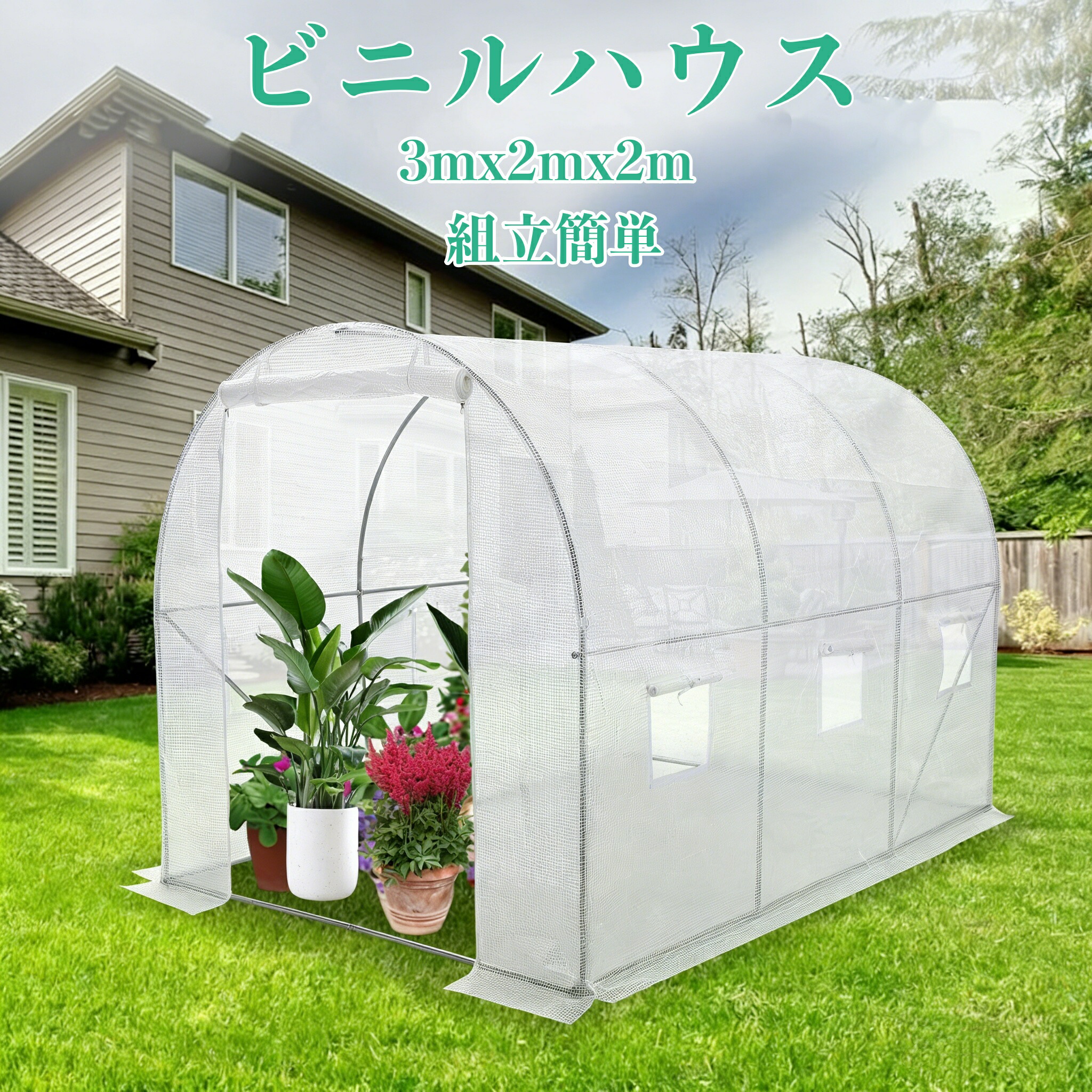ビニールハウス PE素材 奥行3m×間口2m×高さ2ｍ 　ガーデンハウス imgrc0139149663.jpg