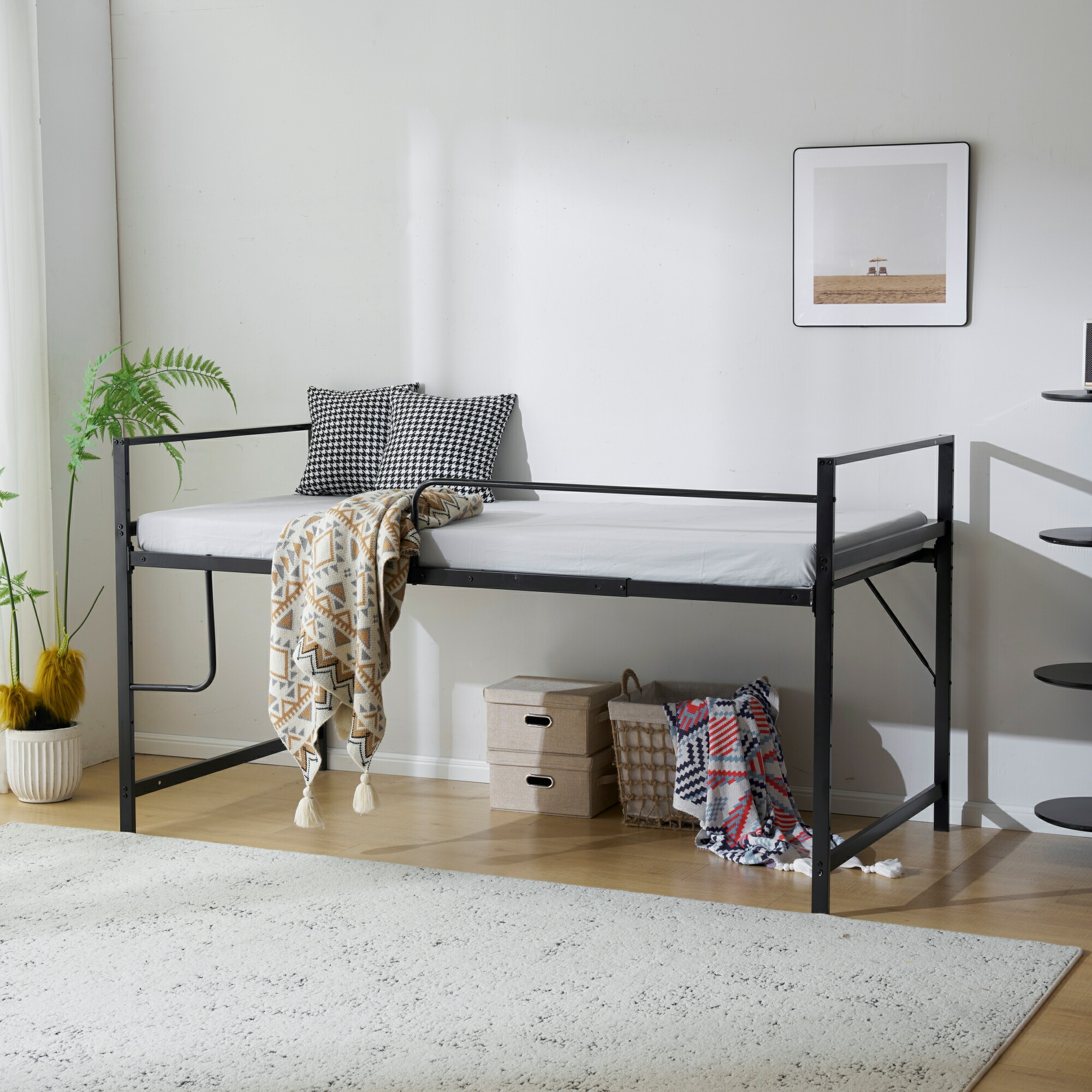 楽天市場】【高さ90cm】ロフトベッド パイプベッド シングルベッド