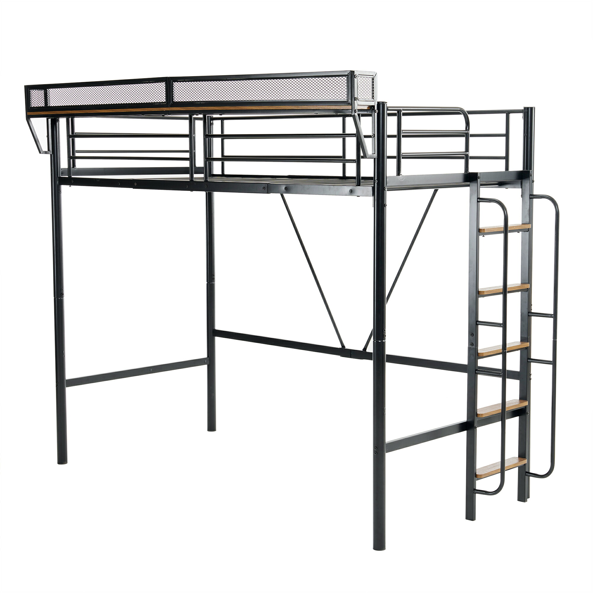 楽天市場】【ブラック】システムベット 宮棚 ロフトベッド シングル