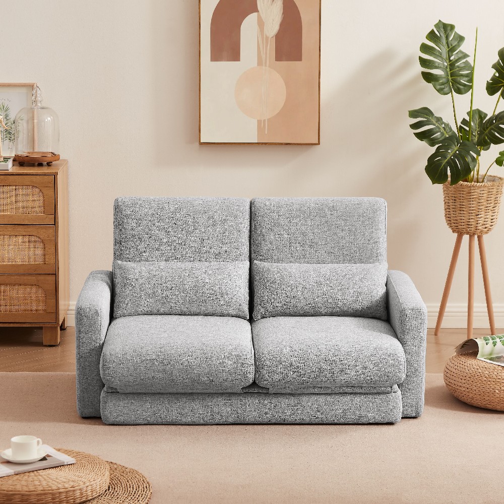 2 seater sofa ソファ 2人掛け 収納付き ファブリック 両側に肘掛け付き 木脚外し可能 ローソファ コンパクト ひとり暮らし カウチソ