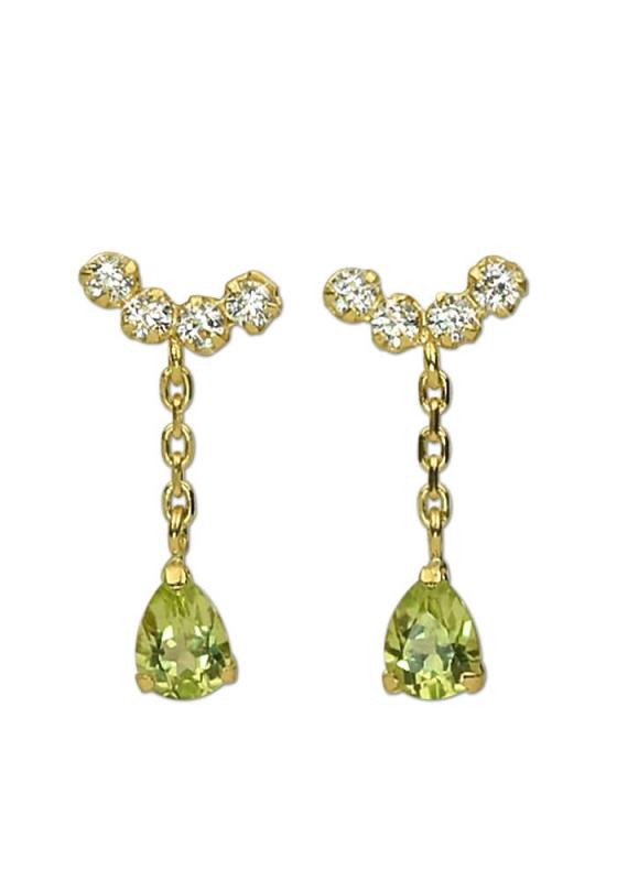 [四葉のクローバー] 18金 スタッドピアス ペリドット K18 ゴールド 18k 8月 誕生石 雫 ドロップ レディース 女性 ：Sa494｜Sereinserein