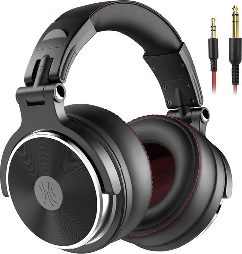 OneOdioPro50ハイレゾヘッドホン有線50mmドライバープロフェッショナルモニターヘッドホンDJ用密閉型スタジオ用/楽器練習/ミキシング/TV視聴/映画鑑賞(黒)