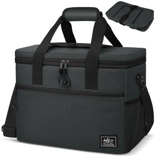 クーラーボックス保冷バッグ35L【48長時間保冷多層断熱900Dポリエステル耐摩耗】折りたためてコンパクト大容量防水加工軽量ボックス型ソフトクーラーボックス(ブラック)