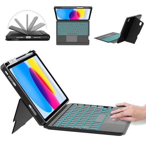 【2026新モデル】iPad第11世代(A162025)&iPad第10世代キーボード付きケース縦向き・横向き対応10.9インチ&11インチ7色バックライト高精度トラックパッド搭載Type-C充電15°~180°角度調整