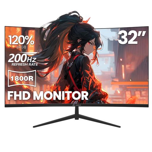 CRUA32インチゲーミングモニター湾曲200HzフルHD1080pVAパネルPCモニター120%sRGB16:91800Rウルトラワイドディスプレイブルーライト軽減傾斜調整広い視野角壁掛け対応