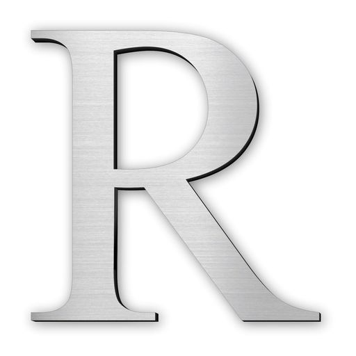 かたちラボ階数表示プレートRアールステンレス調シルバータイムズニューローマン数字銀色屋外対応シール式日本製
