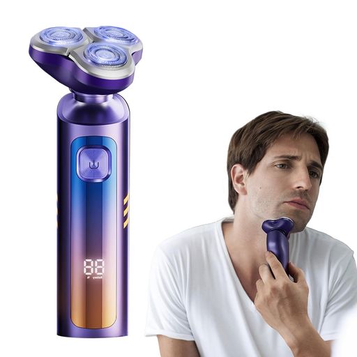 電気シェーバーシリーズ360°深剃りメンズ電動髭剃り3枚刃【磁気吸着式刃ヘッド】高速回転モーターLEDディスプレイ付き水洗い/お風呂剃り対応充電式乾湿両用IPX7防水性能130g軽量持ち運び…