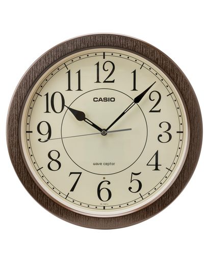 CASIO(カシオ)壁掛け時計壁掛け時計電波時計木目調ステップ秒針夜間秒針停止濃茶和室IQ-1021J-5JF