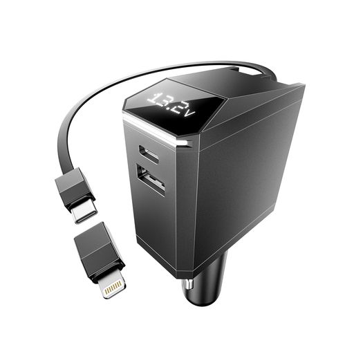 巻き取り式充電ケーブル車充電器シガーソケット充電器153W(66W巻取り式USB-Cケーブル)iPhoneGalaxyAndroidスマートフォンノートPCiPad各種その他機器対応
