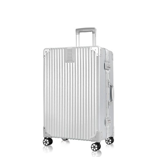 [タビトラ]スーツケース大型人気キャリーバッグTSAロック搭載旅行用品出張超軽量大容量静音8輪アルミフレーム90L6.2KGシルバーXL