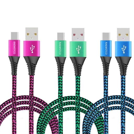 3パックUSBType-Cケーブル3A/5A超高速充電USB-C充電ナイロン編組コードアルミニウムケース、特別なストレインリリーフサポートデザイン(2M+2.5M+3M)画像