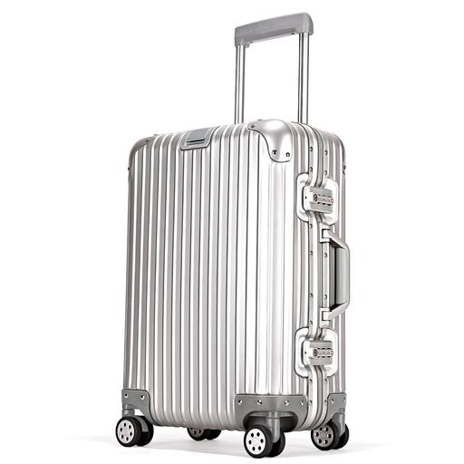 [Airmood]旅行バッグオール軽銀アロイ持ちはこび容れもの機内持ち込みキャリーバッグ大型軽さ耐衝撃TSA鍵を掛ける静音ダブルキャスター出張商行為旅する学びとる用(しろがね色m大きさ/4-7泊/65L