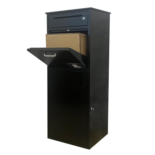 宅配ボックス席 宅配BOX 戸建て用 郵便うけ一体型 室外 雨合羽 大電気容量 置き配ボックス席 人間宅用 納めるボックス席 郵便うけ 切り取り押しとどめる (黒いこと/3段式) POST2HOME