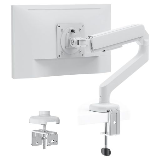 cocopar管する腕白シングル2WAY付け方ホワイトディスプレイアームガススプリング式17in~32in相応う液晶モニターアームケーブル納めるゲーミングモニターアームVESA角度合わせる薄型…