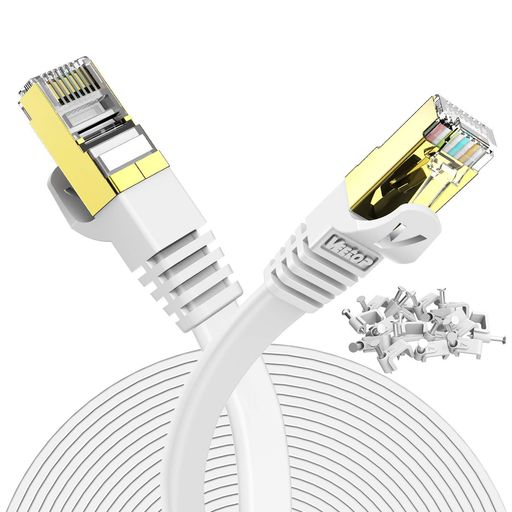 50mLANケーブルCAT7高速Veetopギガビット10Gbps750MHzカテゴリ-7準拠金ツメキRJ45コネクタ難燃性耐候性屋外耐汚いフラット爪折れ防止イーサネットケーブルSTPPS4PS5ADSL回線