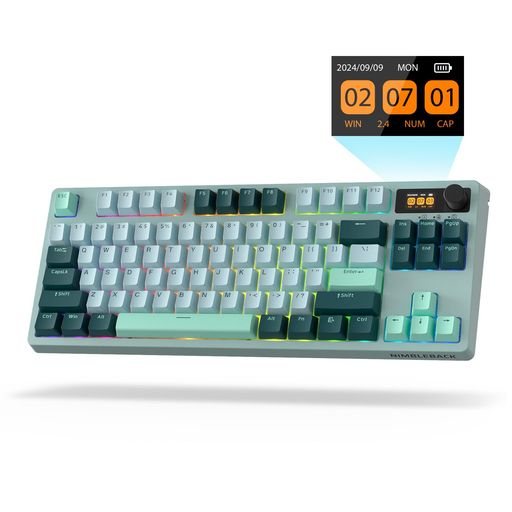 LTCNimblebackNB841PRO75%ワイヤレスメカニカルキーボード(ディスプレイスクリーンとノブ付き)、2.4G/BT/USB-C有線RGB84キーゲーミングキーボード、3層ダンパー、ホットスワップ