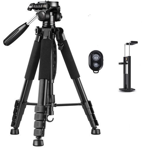 190cmカメラ三脚スマホ三脚3Way雲台360°回転可能遠隔撮影リモコン付き収納袋パンハンドルクイックシュー対応一眼レフ/ビデオカメラ/スマホ/タブレット