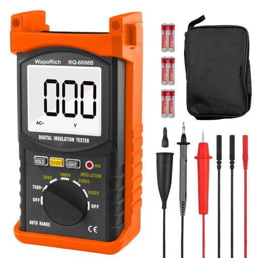 WapoRich不成立持ちこたえる計200GΩメガー高起電力テスターDC/AC起電力計500V/1000V/2500V/5000Vデジタルメガオームメーター