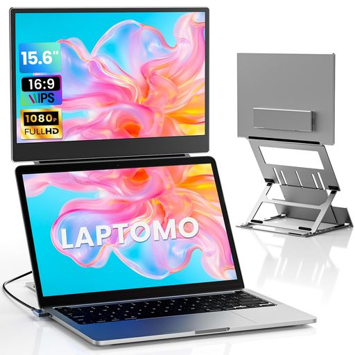 Laptomoデュアル管する15.6in移動性見せびらかすIPSFHD1080P万覚え帳マイコン用管する折りたたみ、携帯型管する取りひろげる2画面蓋管する取りひろげる持ちはこぶUSB-C/HDMI界面付き添い人、相応う