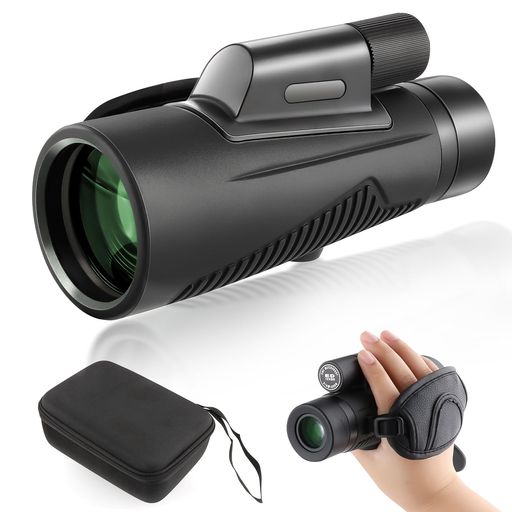 ToopMount12x50ED単眼鏡緑膜23mm口径広い視野レンズキャップクリアな視界望遠鏡小型軽量コンパクトリストバンドポケット片手操作BAK4プリズムFMC高透過率マルチコートノンスリップ防水防曇